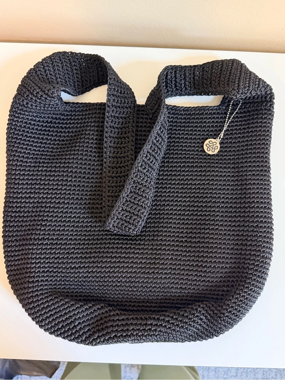 The Sak Black Crochet Bucket bag